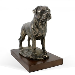 Rottweiler with tail, dog wooden base statue, limited edition, ArtDog