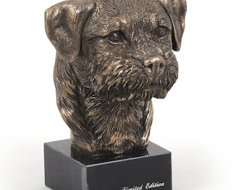 Border Terrier, dog marble statue, limited edition, ArtDog. Made of cold cast bronze. Perfect gift. Limited edition