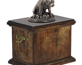 Urn for dog’s ashes with a Rottweiler mum statue, ART-DOG Cremation box, Custom urn.