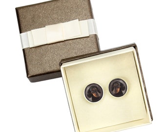 Dachshund smooth. Cufflinks with box for dog lovers. Photo jewellery. Men's jewellery. Handmade