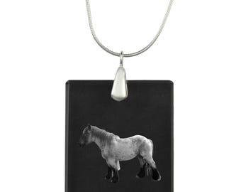 Belgian horse, Belgian draft horse,  Horse Crystal Pendant, SIlver Necklace 925, High Quality, Exceptional Gift, Collection!