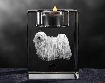 Puli, crystal candlestick with dog, souvenir, decoration, limited edition, Collection
