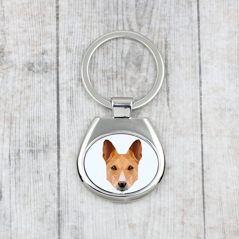 A key pendant with a Basenji dog A new collection with the geometric dog Dog keyring for dog lovers
