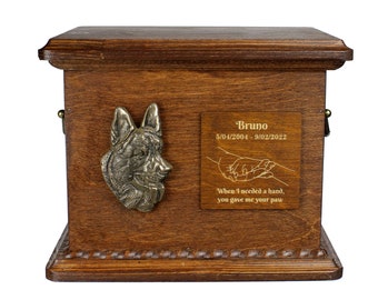 German Shepherd Urn for Dog Ashes, Personalized Memorial with Relief, Pet’s Name and Quote, Custom urn for dog's ashes