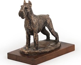 Schnauzer (cropped), dog wooden base statue, limited edition, ArtDog