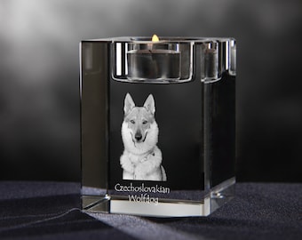 Czechoslovakian Wolfdog - crystal candlestick with dog, souvenir, decoration, limited edition, Collection