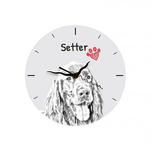 Setter, Free standing MDF floor clock with an image of a dog.