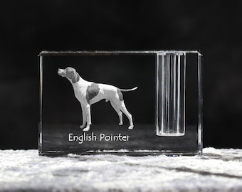 English Pointer, crystal pen holder with dog, souvenir, decoration, limited edition, Collection