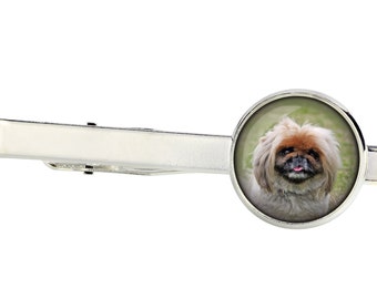 Pekingese. Tie clip for dog lovers. Photo jewellery. Men's jewellery. Handmade