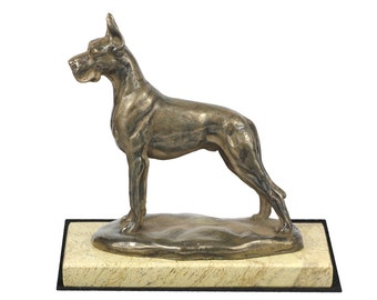 Great Dane, dog sand marble base statue, limited edition, ArtDog. Made of cold cast bronze. Perfect gift. Limited edition