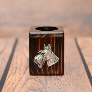 Scottish Terrier - Wooden candlestick with dog, souvenir, decoration, limited edition, Collection