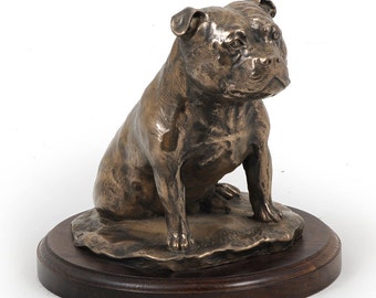 Staffordshire Bull Terrier, dog wooden base statue, limited edition, ArtDog