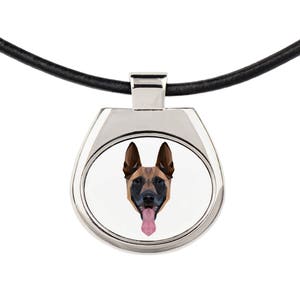 A necklace with a Belgian Shepherd, Malinois dog. A new collection with the geometric dog