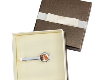 English Pointer. Tie clip with box for dog lovers. Photo jewellery. Men's jewellery. Handmade