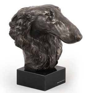 Borzoi, Russische wolfshond, marmeren hondbeeld, limited edition, ArtDog. Gemaakt van koudgegoten brons. Solide, perfect cadeau. Beperkte oplage.
