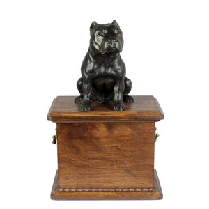 Urna American Staffordshire Terrier Amstaff para cinzas de cachorro, Memorial personalizado com estátua, Urna com escultura, Urna para cinzas de cachorro