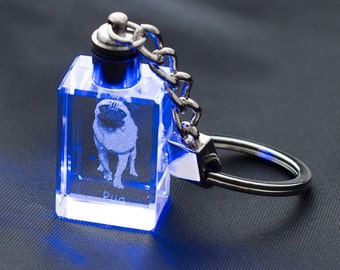 Pug, Dog Crystal Keyring, Keychain, High Quality, Exceptional Gift . Dog keyring for dog lovers