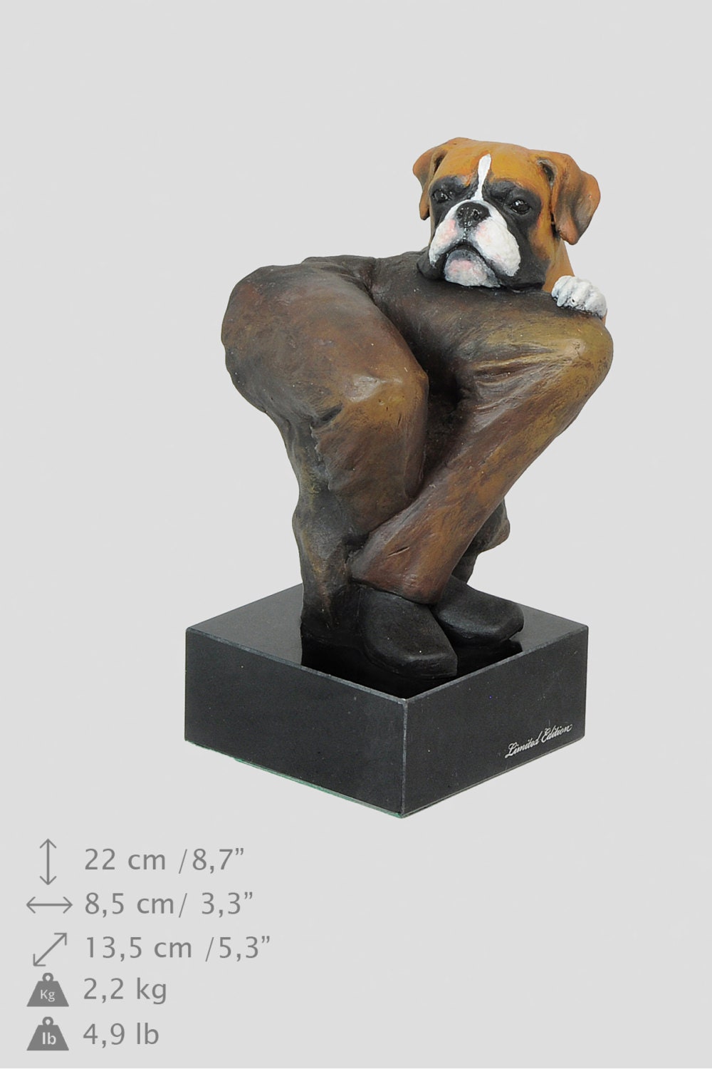 Boxer, dog marble statue, painted, limited edition, make your own statue, ArtDog. Made of cold