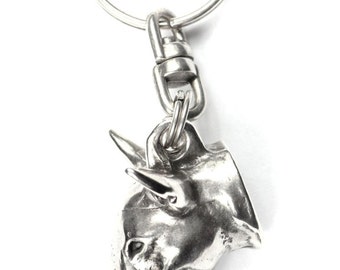 NEW, Bull terrier (3D medallion), English Bull Terrier, dog keyring, key holder, limited edition, ArtDog . Dog keyring for dog lovers
