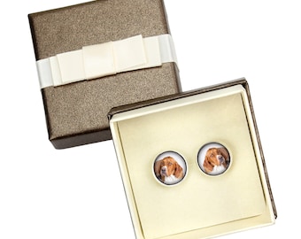 English Pointer. Cufflinks with box for dog lovers. Photo jewellery. Men's jewellery. Handmade