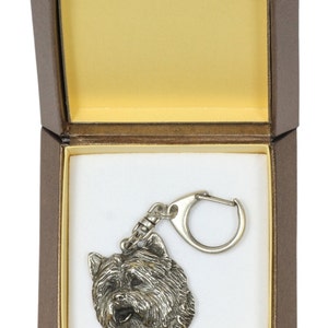 NEW, Cairn Terrier, dog keyring, key holder, in casket, limited edition, ArtDog . Dog keyring for dog lovers
