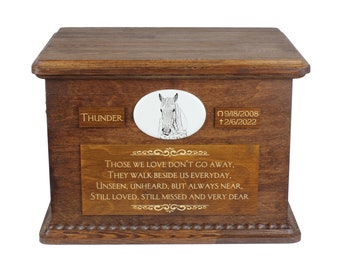 Camargue horse Big Urn for Horse Ashes, Personalized Memorial with photo, Custom horse urn, Horse Memorial, Big urn for horse