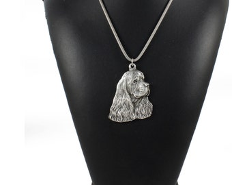 NEW, American Cocer Spaniel, Cocker Spaniel (in USA), Merry Cocker, dog necklace, silver cord 925, limited edition, ArtDog