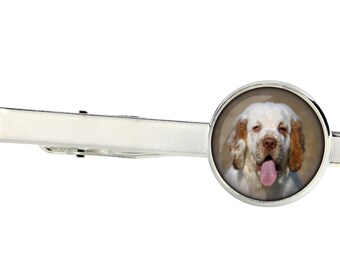 Clumber Spaniel. Tie clip for dog lovers. Photo jewellery. Men's jewellery. Handmade
