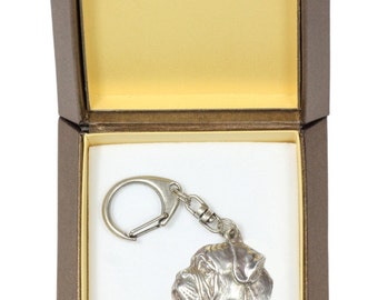 NEW, Bullmastiff, dog keyring, key holder, in casket, limited edition, ArtDog . Dog keyring for dog lovers
