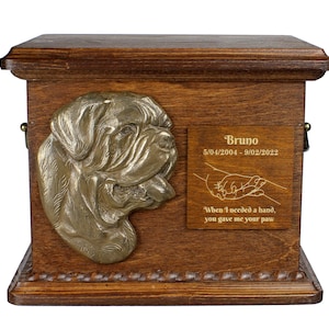 Urne pour les cendres de chien avec plaque en céramique et description - Bouledogue français, ART-DOG