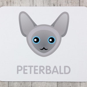 A computer mouse pad with a Peterbald cat. A new collection with the cute Art-dog cat