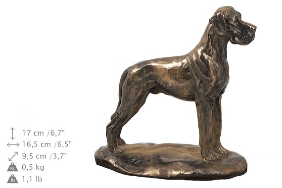 Memorial with Statue Great Dane Uncropped Urn for Dog Ashes Urn with Standing Statuette
