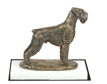 Schnauzer, dog on white wooden base statue, limited edition, ArtDog