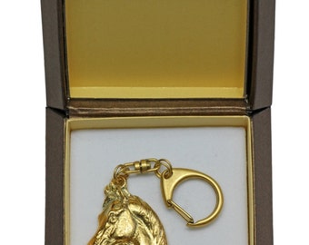 NEW, Arabian horse, millesimal fineness 999, dog keyring, in casket, keychain, limited edition, ArtDog . Dog keyring for dog lovers