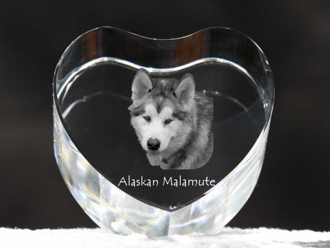 Alaskan Malamute, Crystal Heart With Dog, Souvenir, Decoration