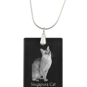 Singapura cat, cat Crystal Pendant, SIlver Necklace 925, High Quality, Exceptional Gift, Collection!