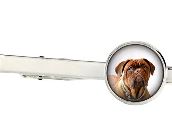 Dogue de Bordeaux, French Mastiff. Tie clip for dog lovers. Photo jewellery. Men's jewellery. Handmade