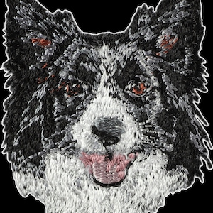 Border Collie - Bordado con una imagen de un perro de raza.