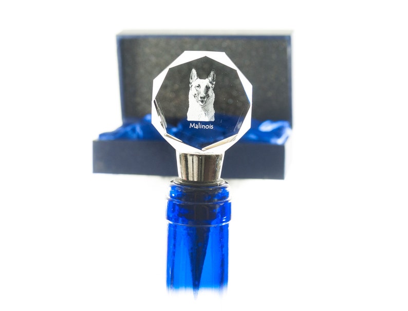 Crystal Wine Stopper with Dog Belgian Shepherd Malinois Exceptional Gift High Quality Wine and Dog Lovers