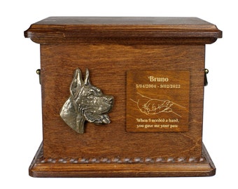 Great Dane Urn for Dog Ashes, Personalized Memorial with Relief, Pet’s Name and Quote, Custom urn for dog's ashes