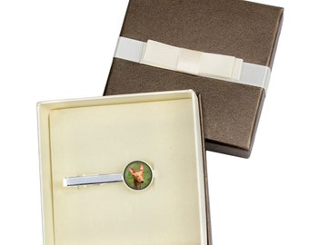 Pharaoh Hound. Tie clip with box for dog lovers. Photo jewellery. Men's jewellery. Handmade