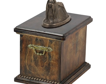 Urn for dog’s ashes with a Shih Tzu statue, ART-DOG Cremation box, Custom urn.