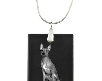 American Hairless Terrier,  Dog Crystal Pendant, SIlver Necklace 925, High Quality, Exceptional Gift, Collection!