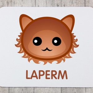 A computer mouse pad with a LaPerm cat. A new collection with the cute Art-dog cat