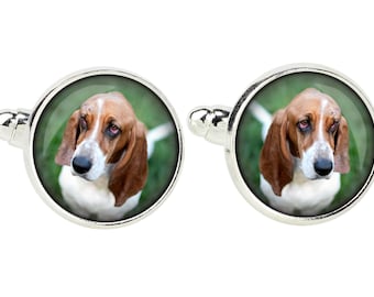 Basset Hound. Cufflinks for dog lovers. Photo jewellery. Men's jewellery. Handmade