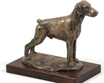 Doberman (uncropped), dog wooden base statue, limited edition, ArtDog