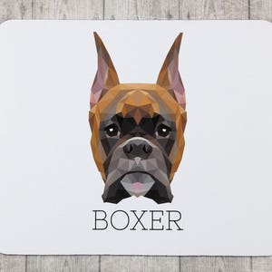 A computer mouse pad with a Boxer dog. A new collection with the geometric dog