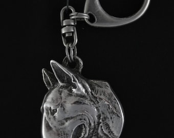 Bullterrier (flat medallion), dog keyring, keychain, limited edition, ArtDog . Dog keyring for dog lovers