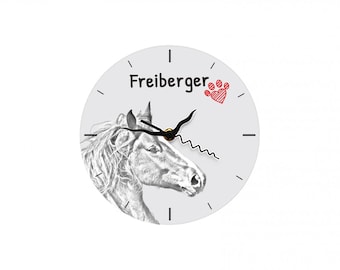 Freiberger, Free standing MDF floor clock with an image of a horse.