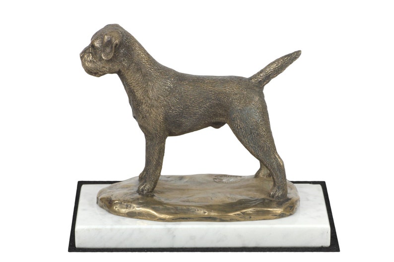 Border Terrier dog white marble base statue limited ...